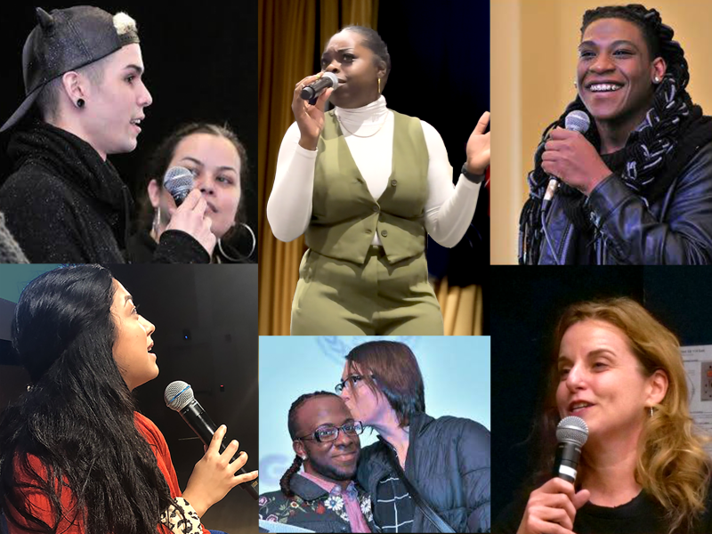 A collage of New Day filmmakers, invited guests, and audiences enjoying engaging post-film screening discussions.