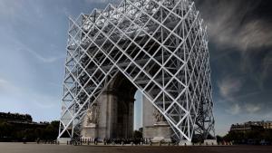 Image of World Institute for the Abolition of War -a proposal for an intervention on Paris' monument of war Arc de Triomphe. 
