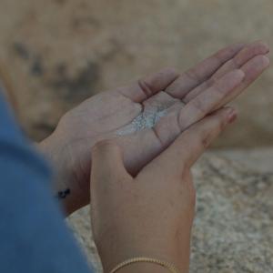 Heidi holding CJ's ashes