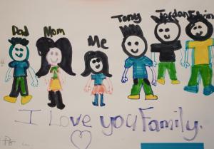 Drawing of family by Lucio's young daughter