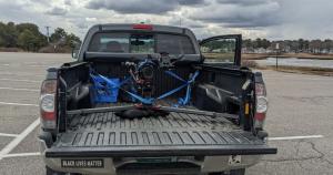 Camera mounted to the back of a truck