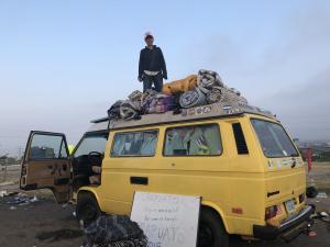 (Las Abogadas): Behind the Scenes 1 - Rebecca Eichler on top of her mobile legal aid office