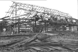 View of the temple being built for the dugu, a ceremony for the ancestors 