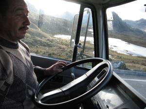 In this still from the film The Most Distant Places, Dr. Edward Rodas drives a mobile surgery truck in the hills of Ecuador.