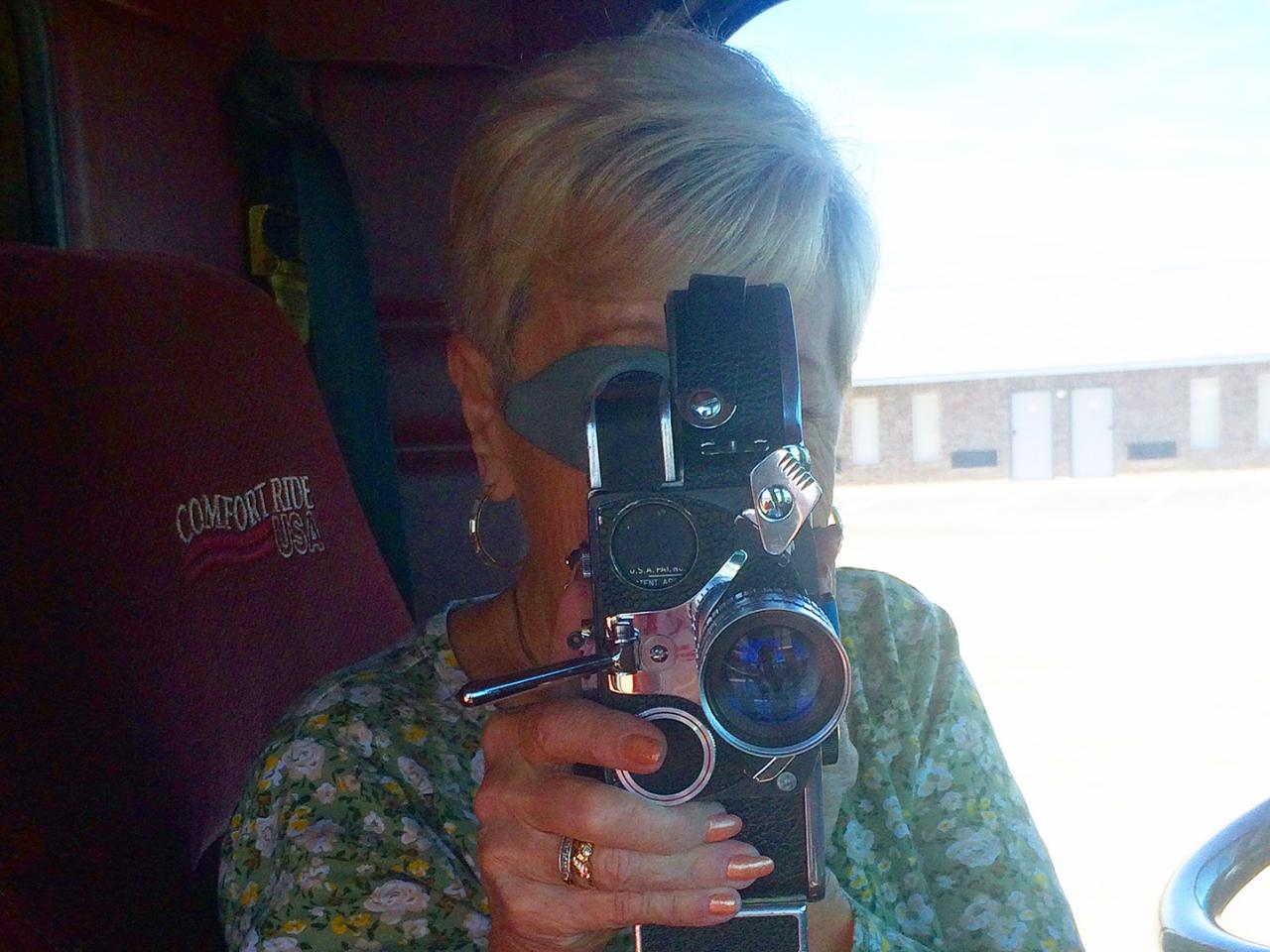 Sandi takes a shot on the Bolex 